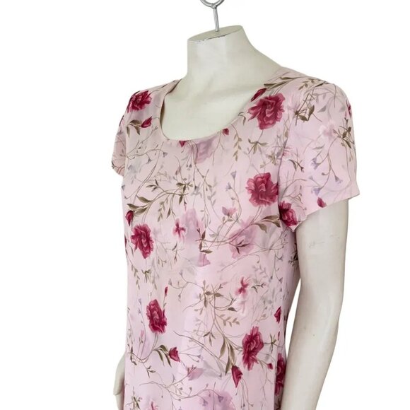 VTG 90s JESSICA HOWARD Lightweight Chiffon Floral Dress in Powder Pink SZ 12 - Picture 3 of 10